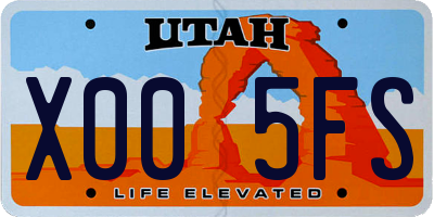 UT license plate X005FS