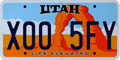 UT license plate X005FY
