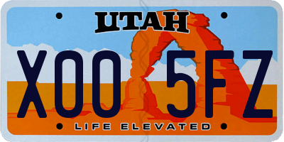 UT license plate X005FZ