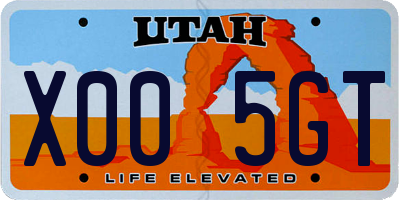UT license plate X005GT