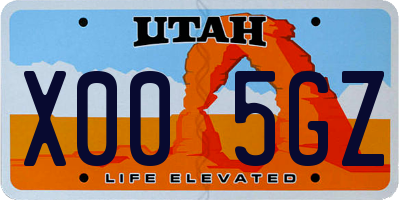 UT license plate X005GZ