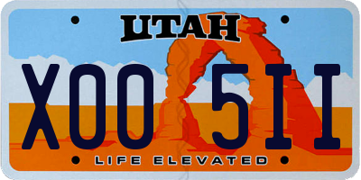 UT license plate X005II