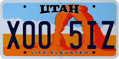 UT license plate X005IZ