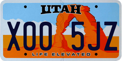 UT license plate X005JZ