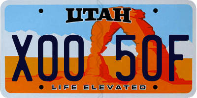 UT license plate X005OF