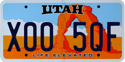 UT license plate X005QF