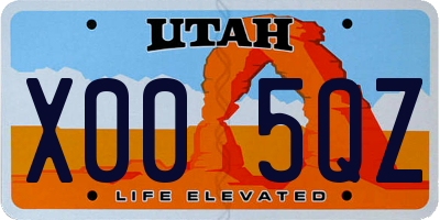 UT license plate X005QZ