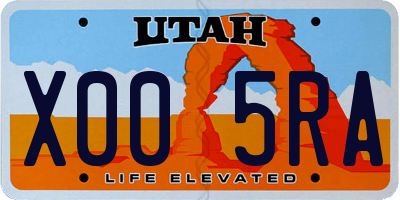 UT license plate X005RA