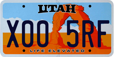 UT license plate X005RF