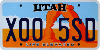 UT license plate X005SD