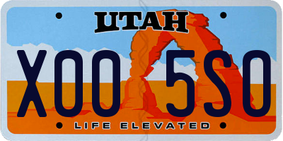 UT license plate X005SO