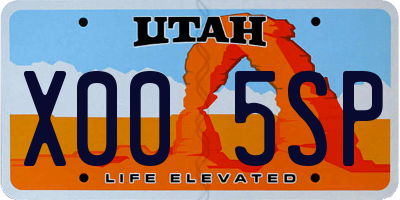 UT license plate X005SP
