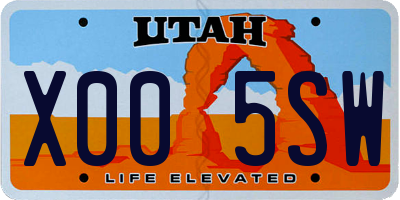 UT license plate X005SW