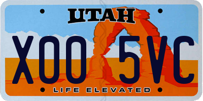 UT license plate X005VC
