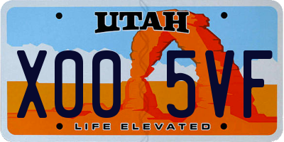 UT license plate X005VF