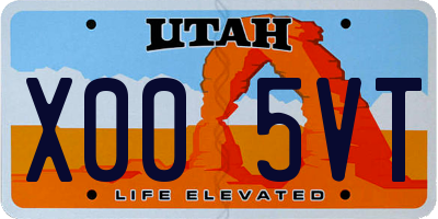 UT license plate X005VT