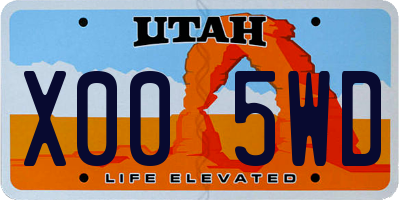 UT license plate X005WD