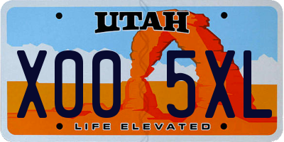 UT license plate X005XL