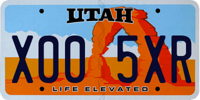 UT license plate X005XR
