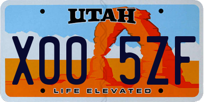 UT license plate X005ZF