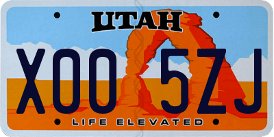 UT license plate X005ZJ