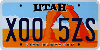 UT license plate X005ZS
