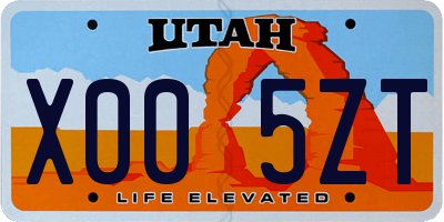 UT license plate X005ZT