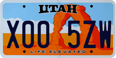 UT license plate X005ZW