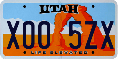 UT license plate X005ZX