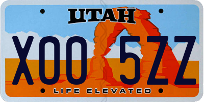 UT license plate X005ZZ