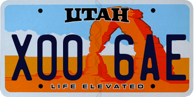 UT license plate X006AE