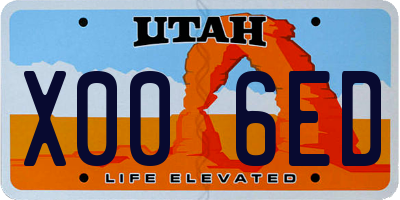 UT license plate X006ED