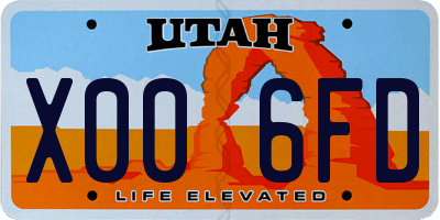 UT license plate X006FD