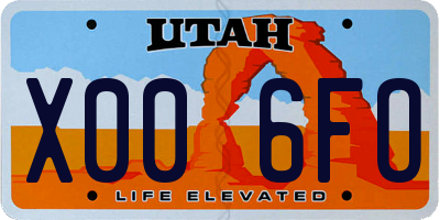 UT license plate X006FO