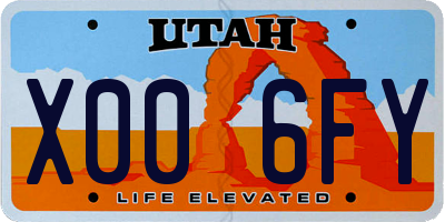 UT license plate X006FY