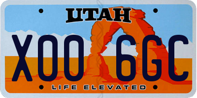 UT license plate X006GC