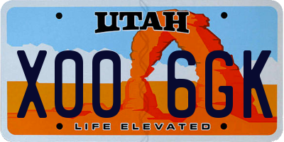 UT license plate X006GK