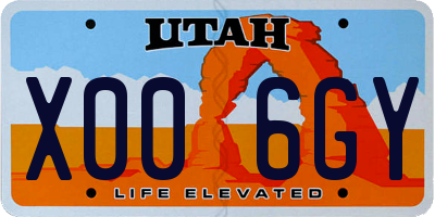 UT license plate X006GY