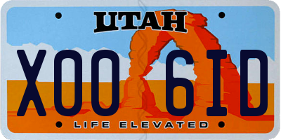 UT license plate X006ID