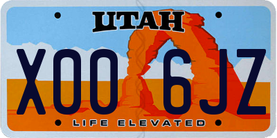UT license plate X006JZ