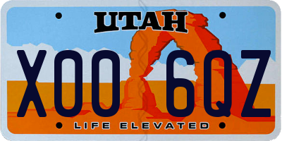UT license plate X006QZ