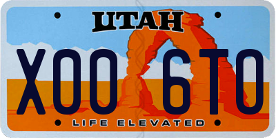 UT license plate X006TO