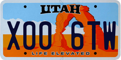 UT license plate X006TW