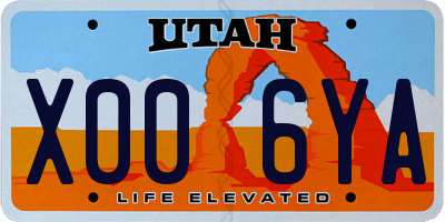 UT license plate X006YA