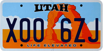 UT license plate X006ZJ