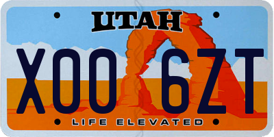 UT license plate X006ZT