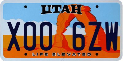 UT license plate X006ZW