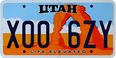 UT license plate X006ZY