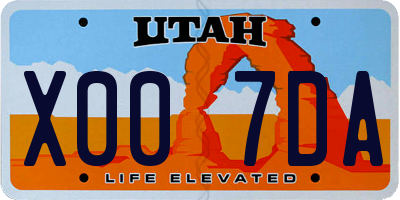 UT license plate X007DA