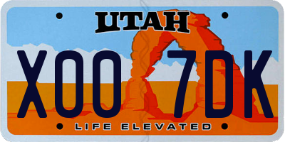 UT license plate X007DK